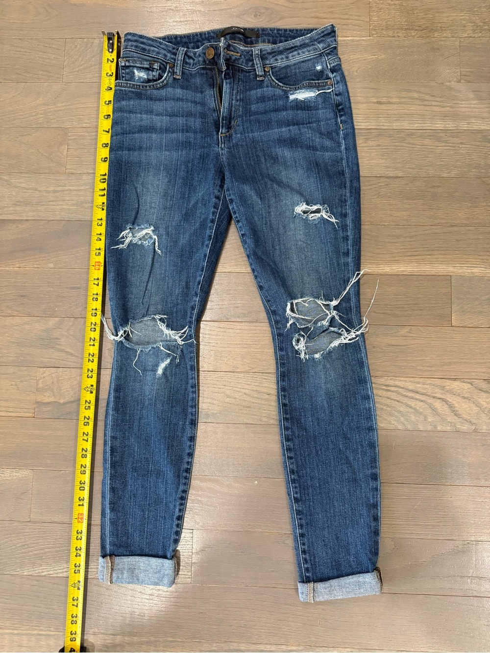 Dark Blue Distressed Women's Jeans - skinny ankle